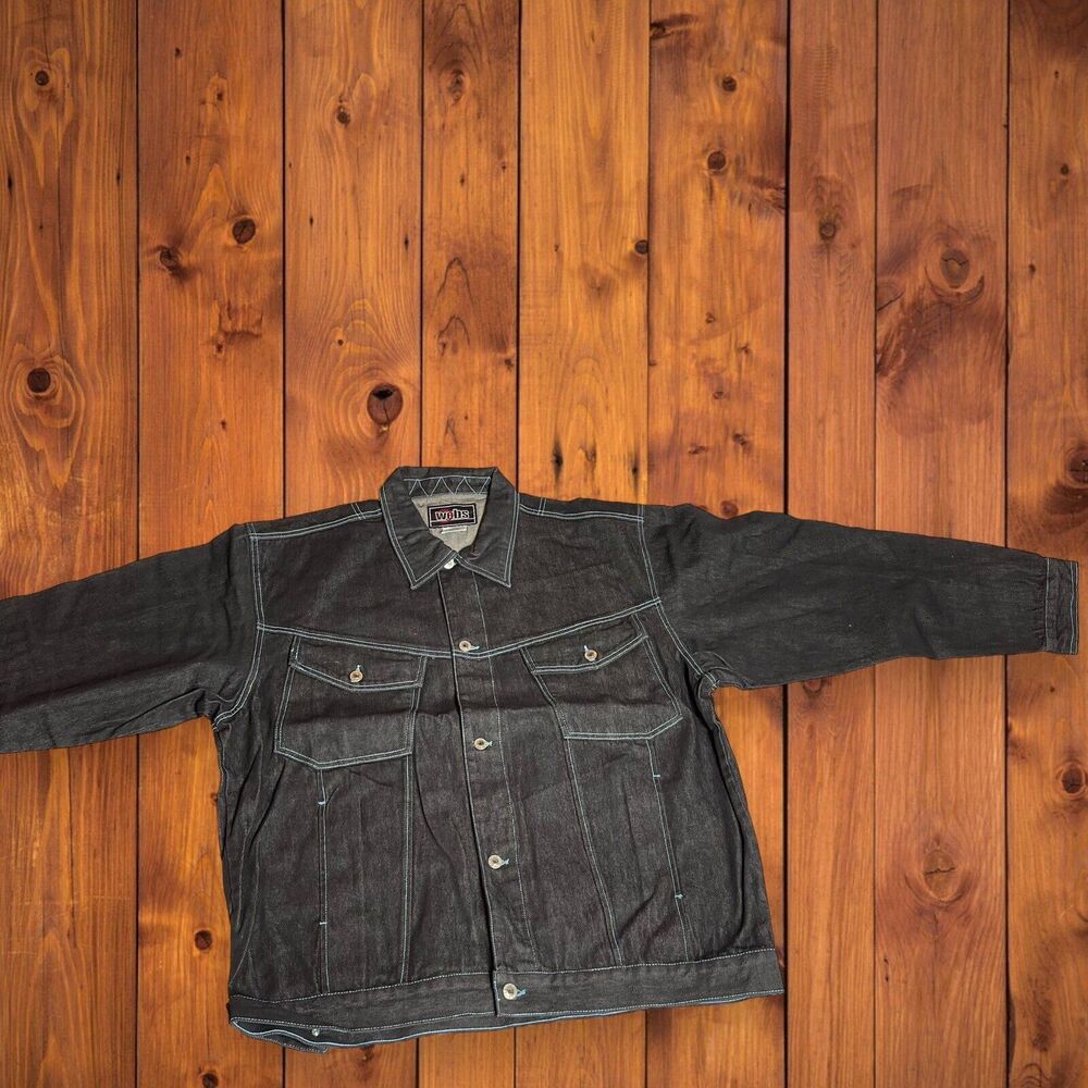 VTG Deadstock NWT Webs Black Denim TRUCKER Jacket Size 2XL 100% Cotton